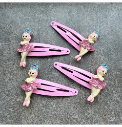Hårspännen med ballerina och glittrig kjol x 4