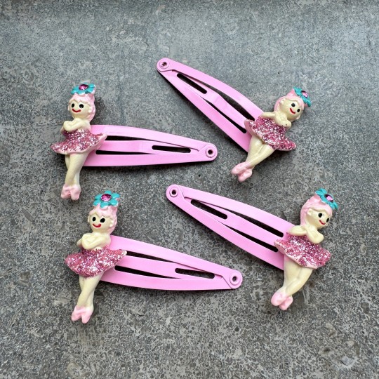 Hårspännen med ballerina och glittrig kjol x 4