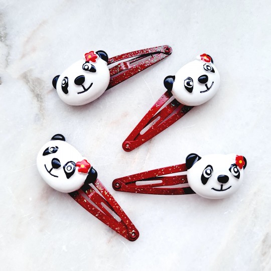 Hårspännen med glitter och panda x 4