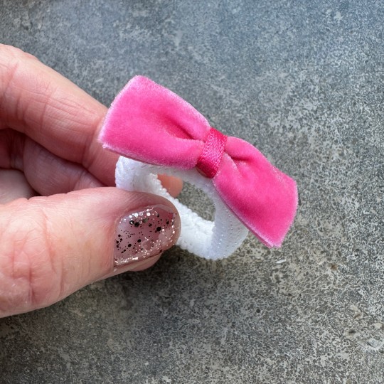 Minisnodd med rosa rosett i sammet x 2