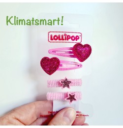 Hårspännen och minisnoddar med rosa glitter - KLIMATSMART