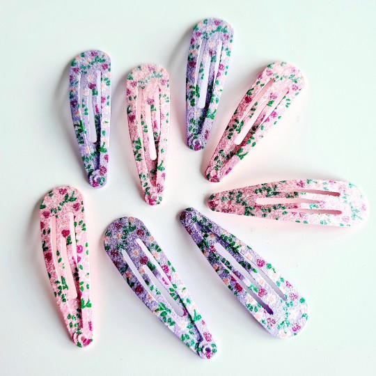 Hårspännen med glitter och blommor x 8