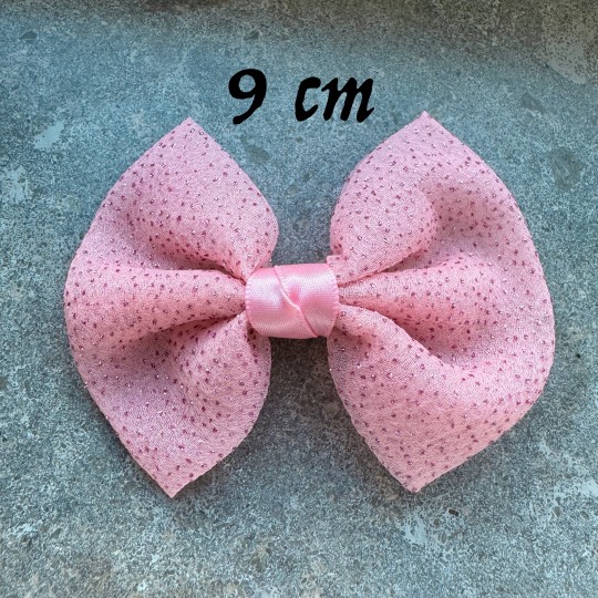 Hårspänne med stor glittrig rosa rosett