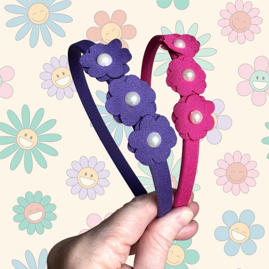Diadem med blommor och pärlor x 2