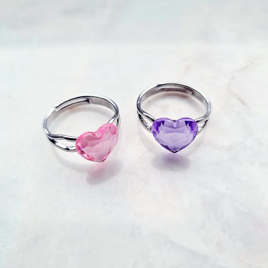 Ring med hjärta i rosa eller lila