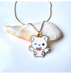 Halsband med vit katt och rosa detaljer
